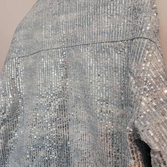 Walter Baker Shawna Sequin Denim Jacket Large | Anthropologie, Oversized Glam Lu - Picture 10 of 15